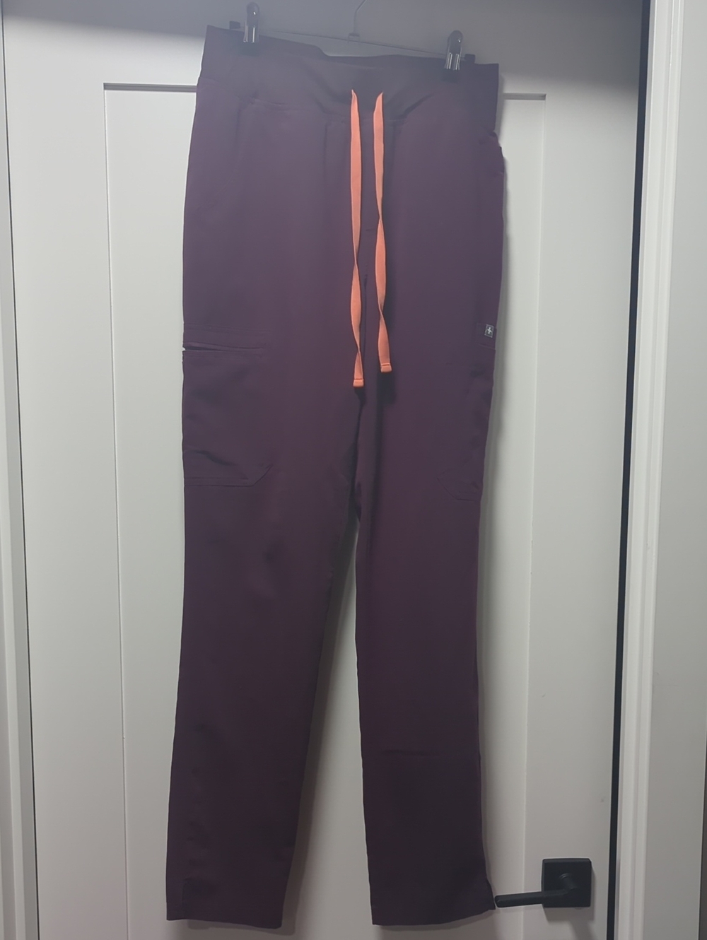 Figs Women's Burgundy Scrubs Pants with Orange Drawstring